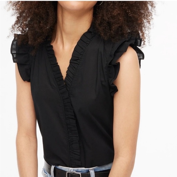 J. Crew Tops - J Crew sleeveless ruffle tank top black Sz XS bf836